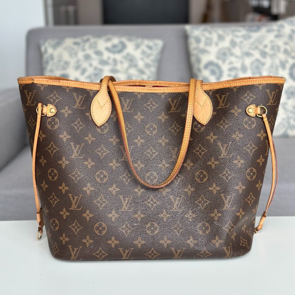 Louis Vuitton Tote Bag Monogram Neverfull MM Brown 13 Inch